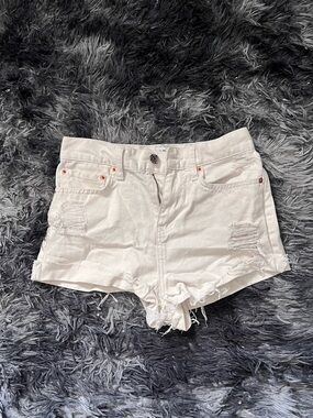 BDG white distressed denim shorts